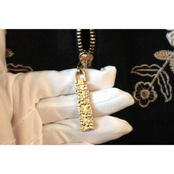 Floral Embroidered Zip Cardigan Black Bomber Grannycore Soft Classic - Picture 7 of 9